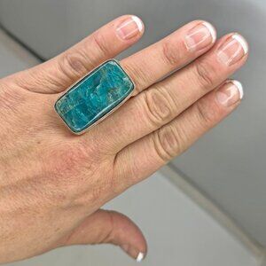 Blue Apatite & Silver Ring